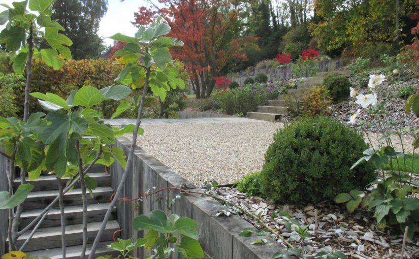Terrasse en dalles stabilisatrices et gravier